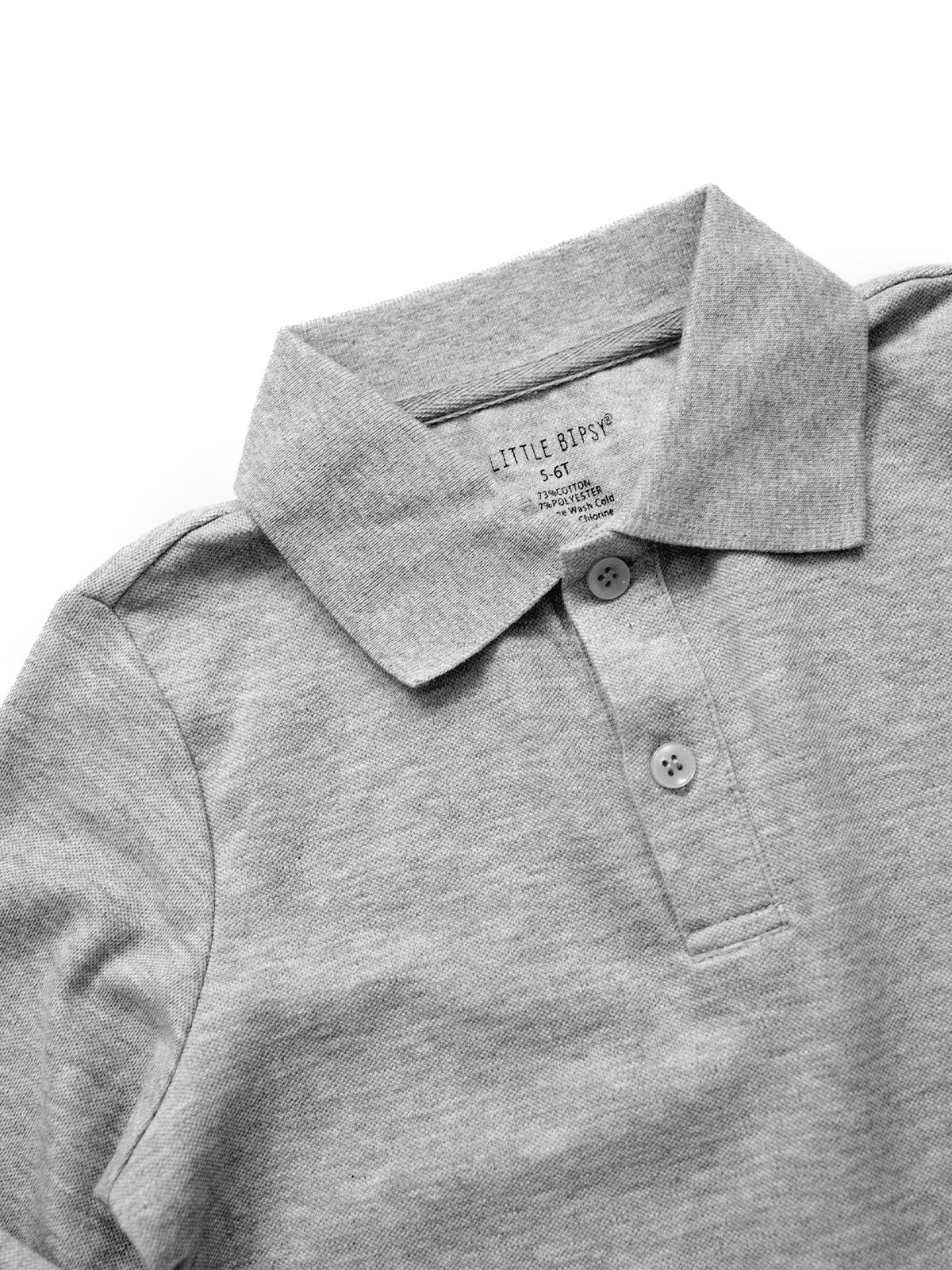 Basic Long Sleeve Polo Shirt - Grey - Image 4