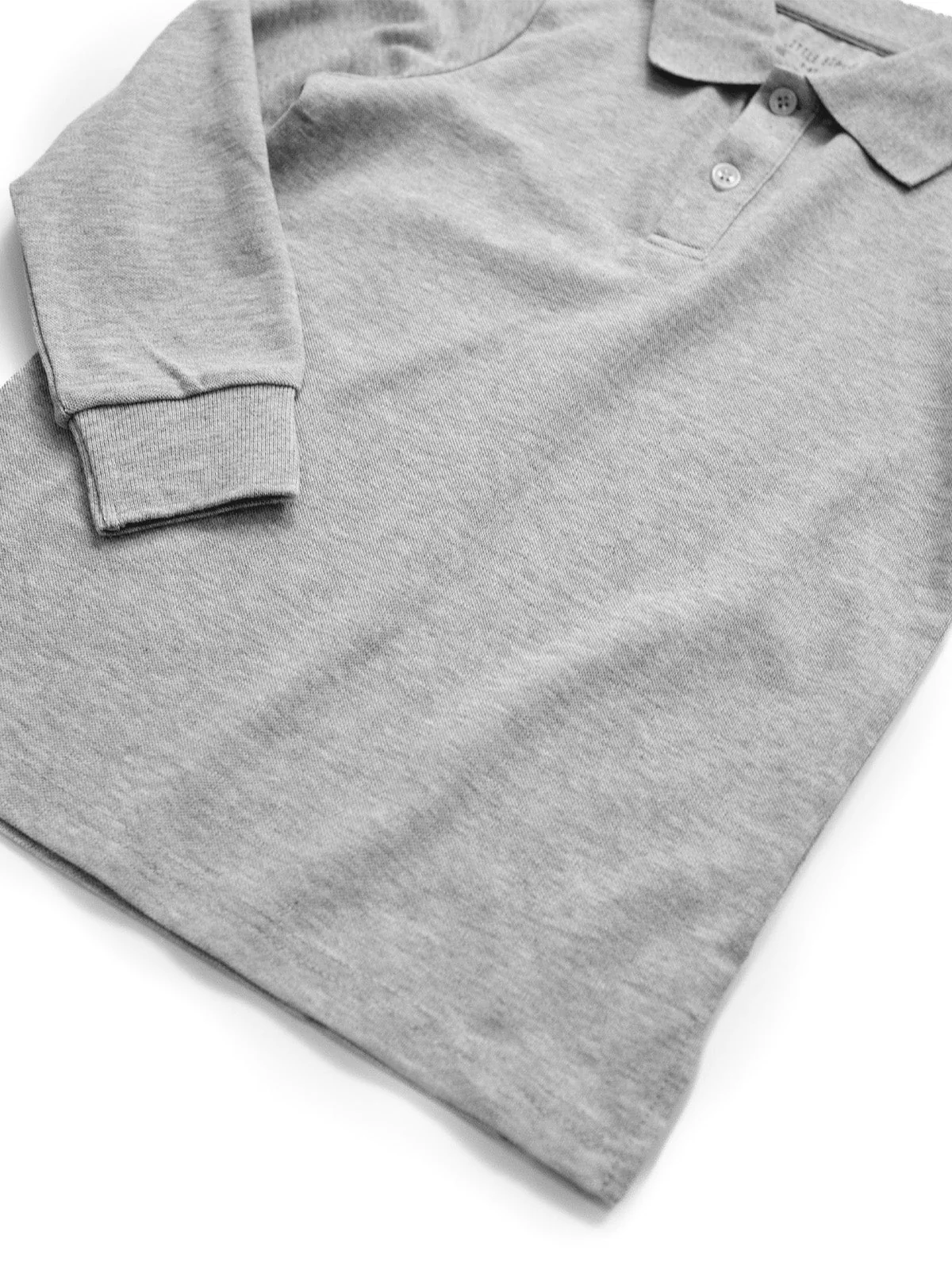 Basic Long Sleeve Polo Shirt - Grey - Image 5