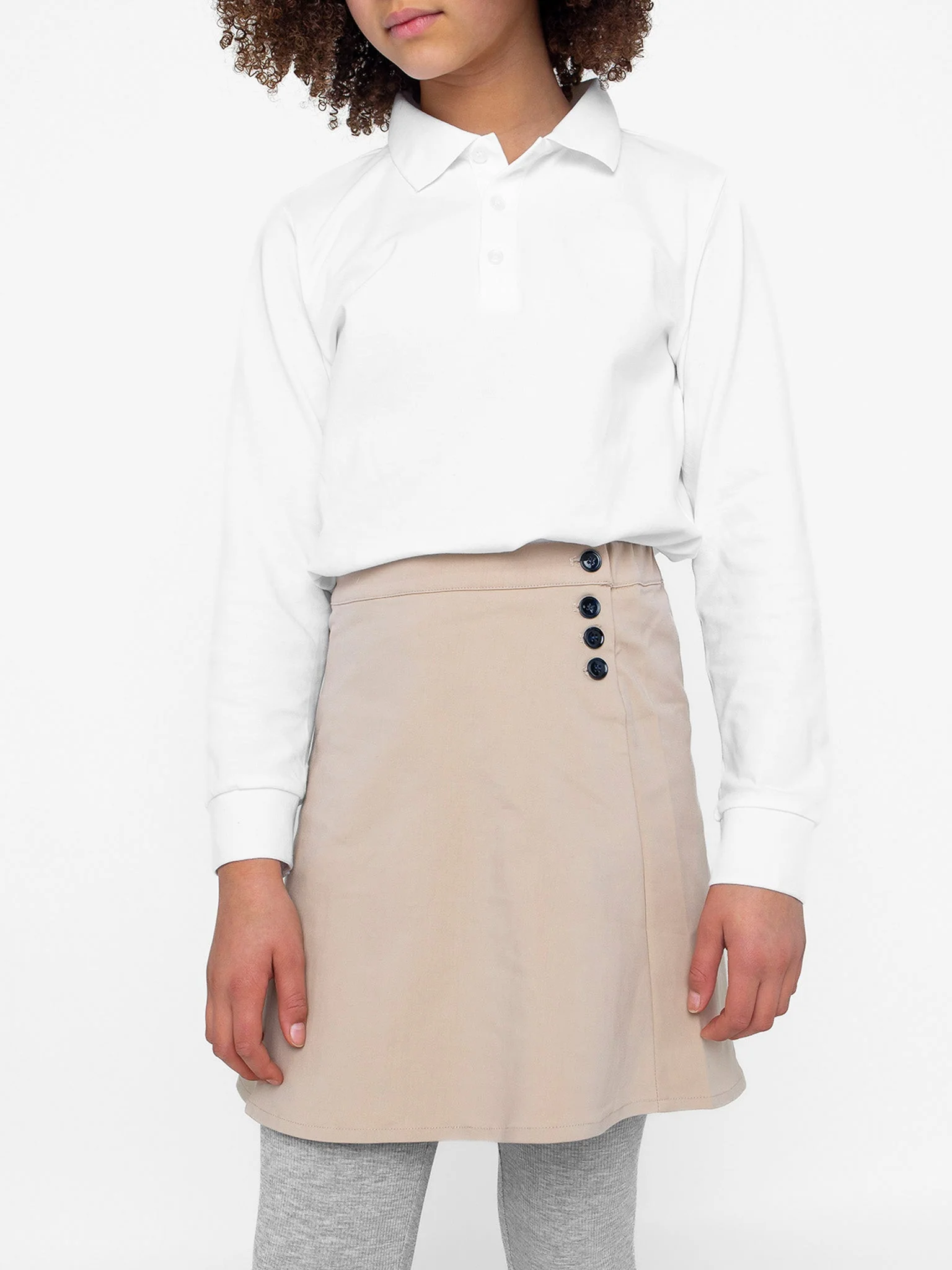Basic Long Sleeve Polo Shirt - White - Image 4