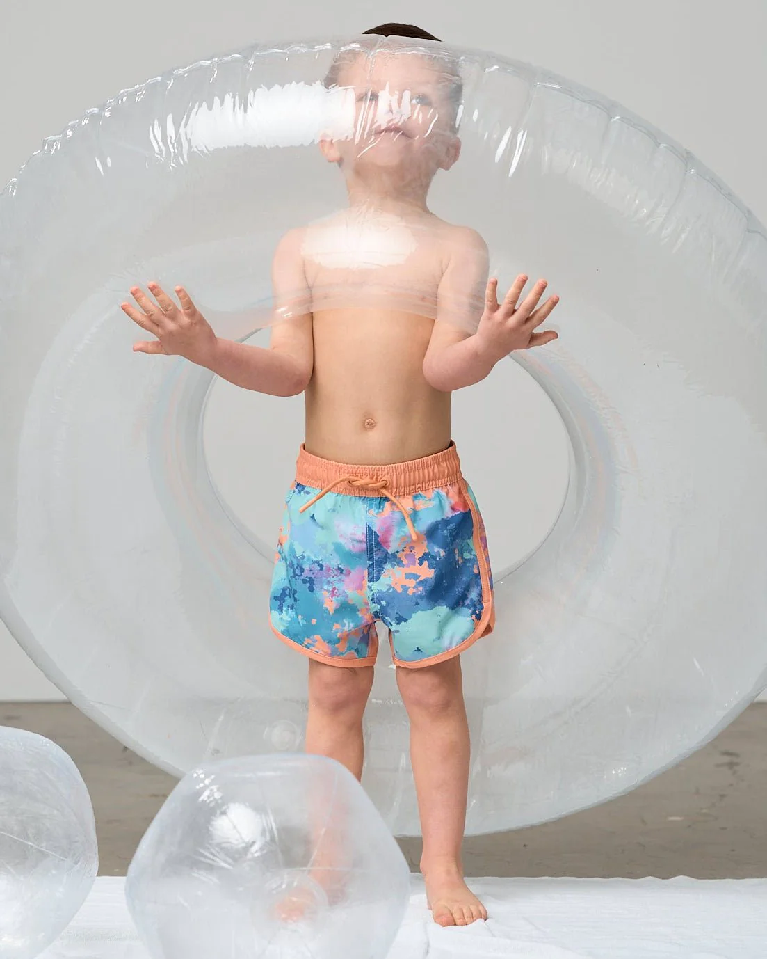 Boy's Swim Short - Melon Watercolor - Image 2