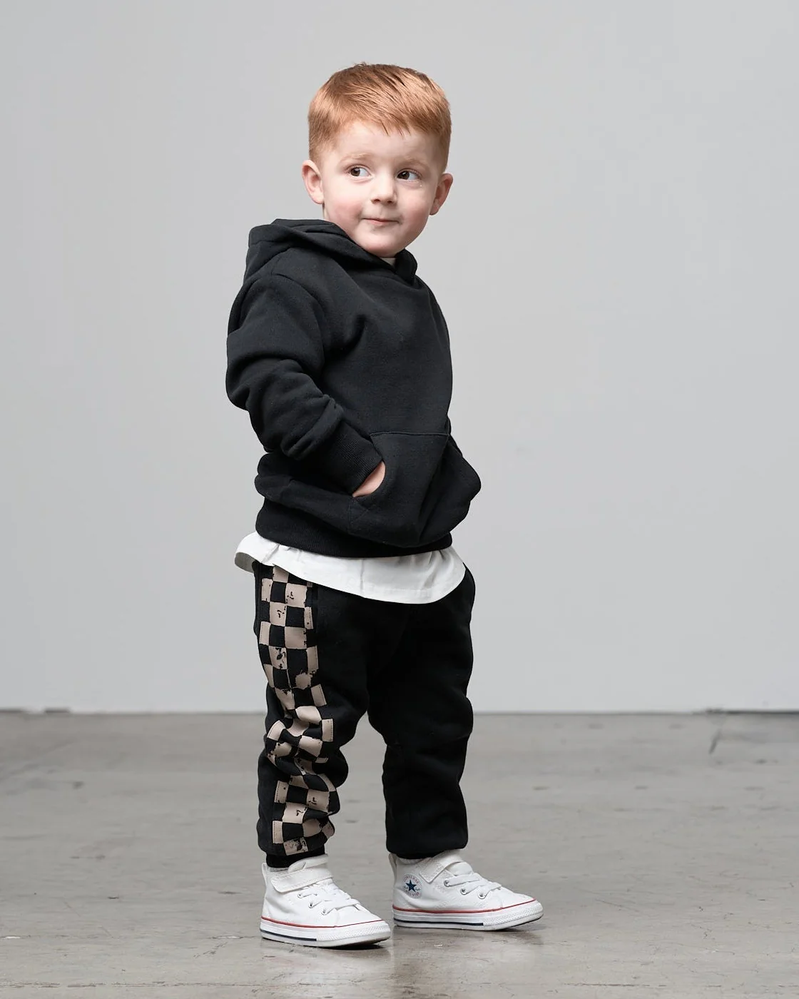 Check Stripe Elevated Sweatpant - Black