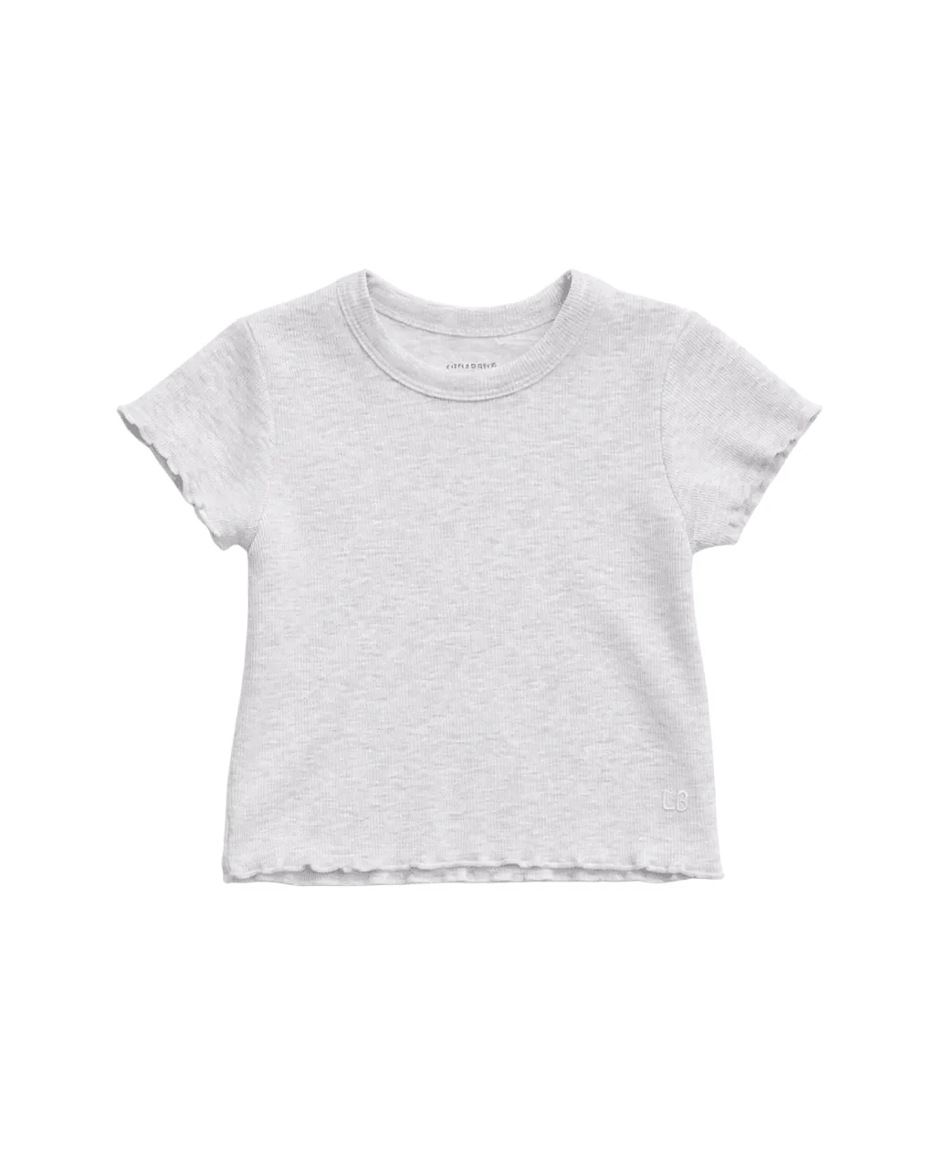 Ribbed Lettuce Trim Tee - Grey - Image 8