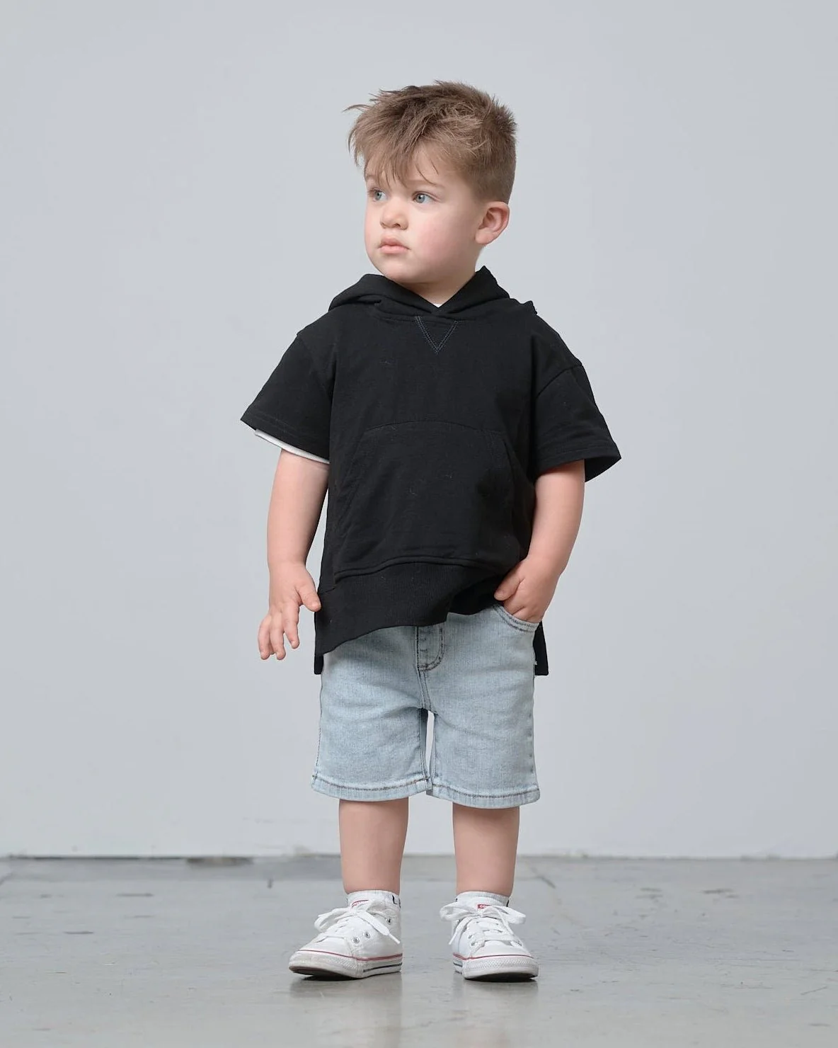 Short Sleeve Hoodie - Black - Image 5