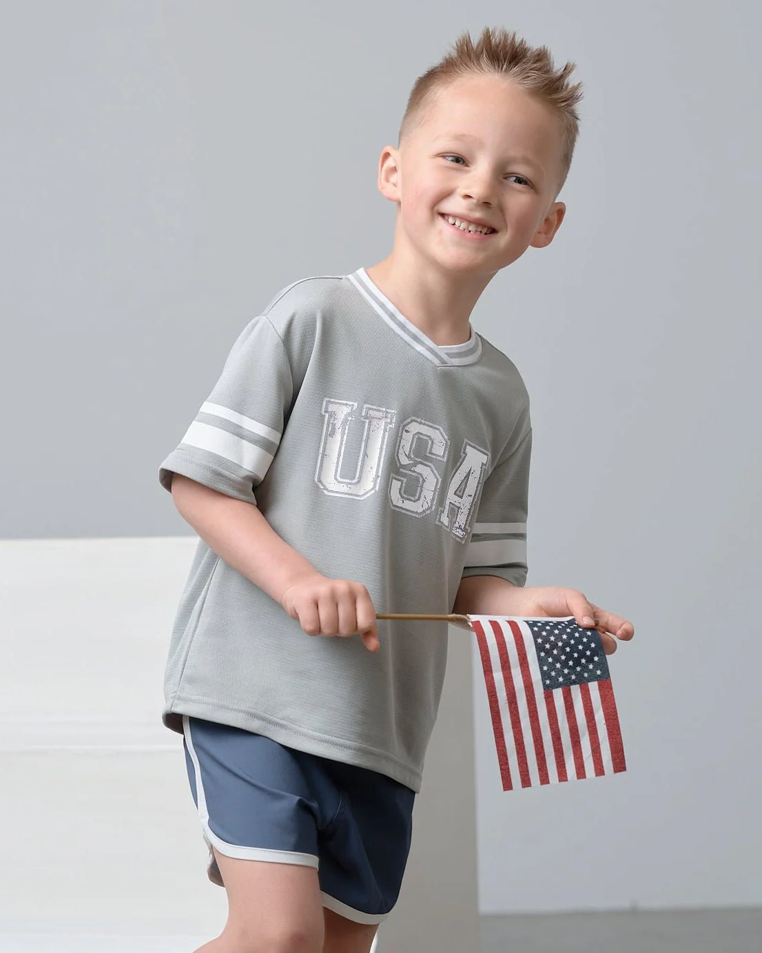 USA Varsity Mesh Tee - Grey - Image 2