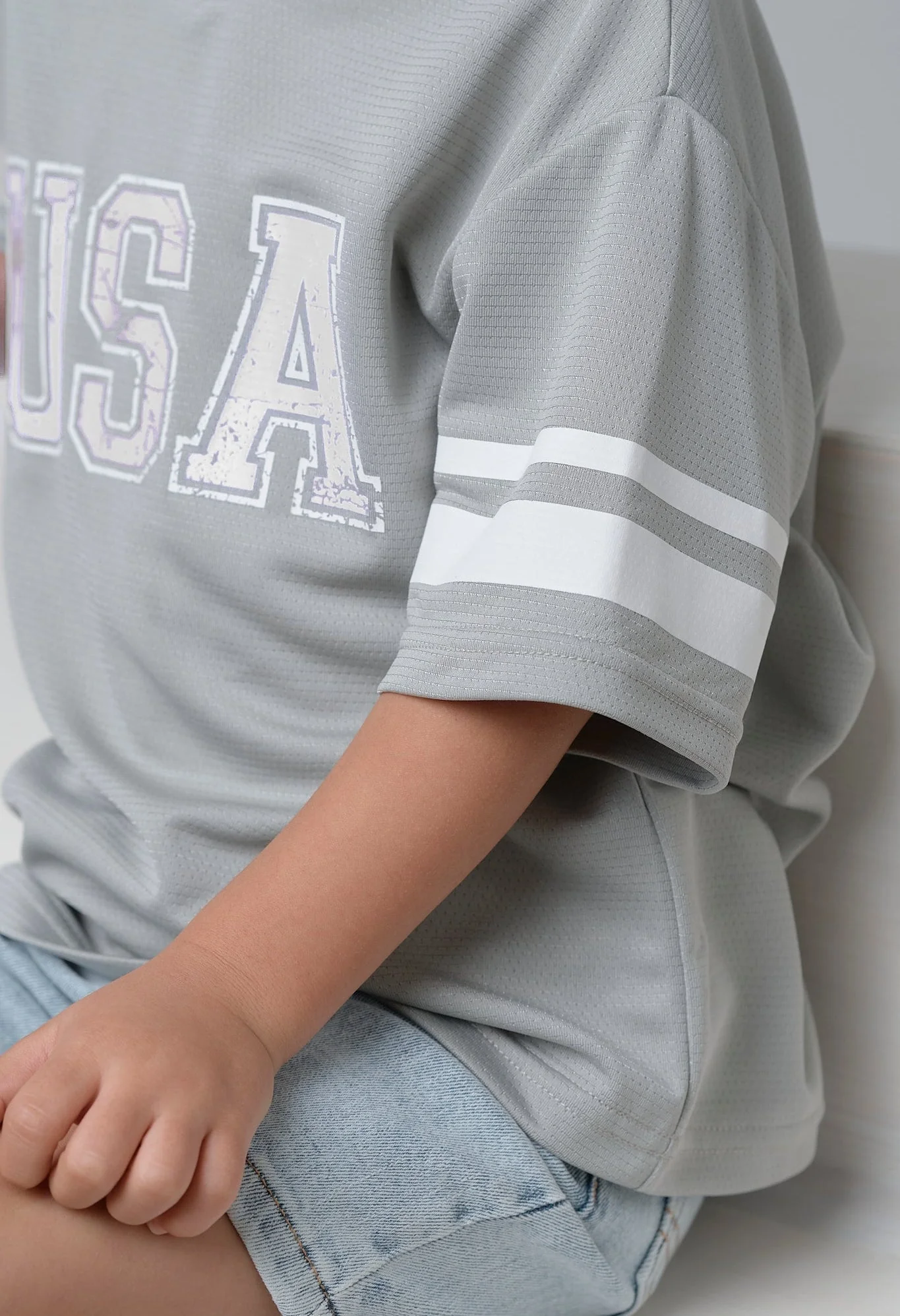 USA Varsity Mesh Tee - Grey - Image 3