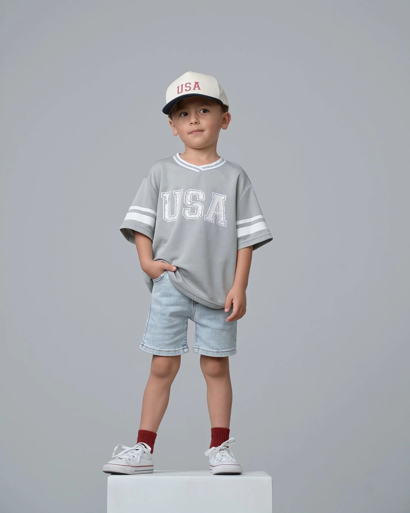 USA Varsity Mesh Tee - Grey - Image 4